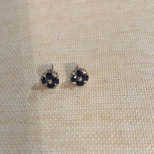Effy 14k white gold diamond and natural sapphire earrings